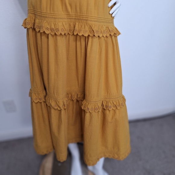 The Great "NEW" Mustard Feminine Cottagecore The Eyelet Bohemian Midi Dress *2=M - Picture 5 of 13